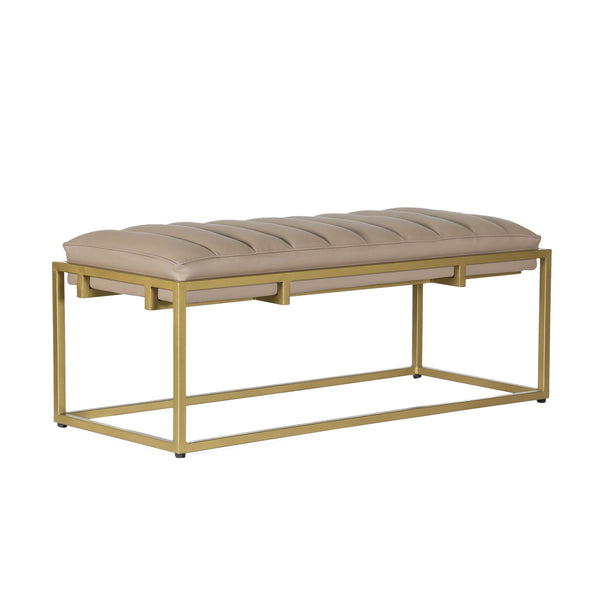 English Elm Christopher Knight Home® - BENCH Gold Faux Leather Upholstered Bench 46" Long Elegant Modern Seating with Sturdy Frame and Comfort - Stylish Accent for Entryway, Bedroom, Living Room 71748.00