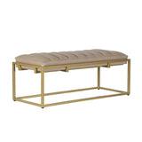 Christopher Knight Home® - Noble House - Riebe Contemporary Handmade Channel Stitch Ottoman Bench, Dark Cream and Matte Gold