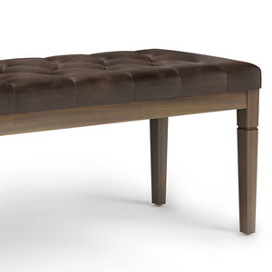English Elm Waverly Tufted Ottoman Bench - Elegant Distressed Brown Faux Leather For Versatile Home Seating B136P159078-GIGA