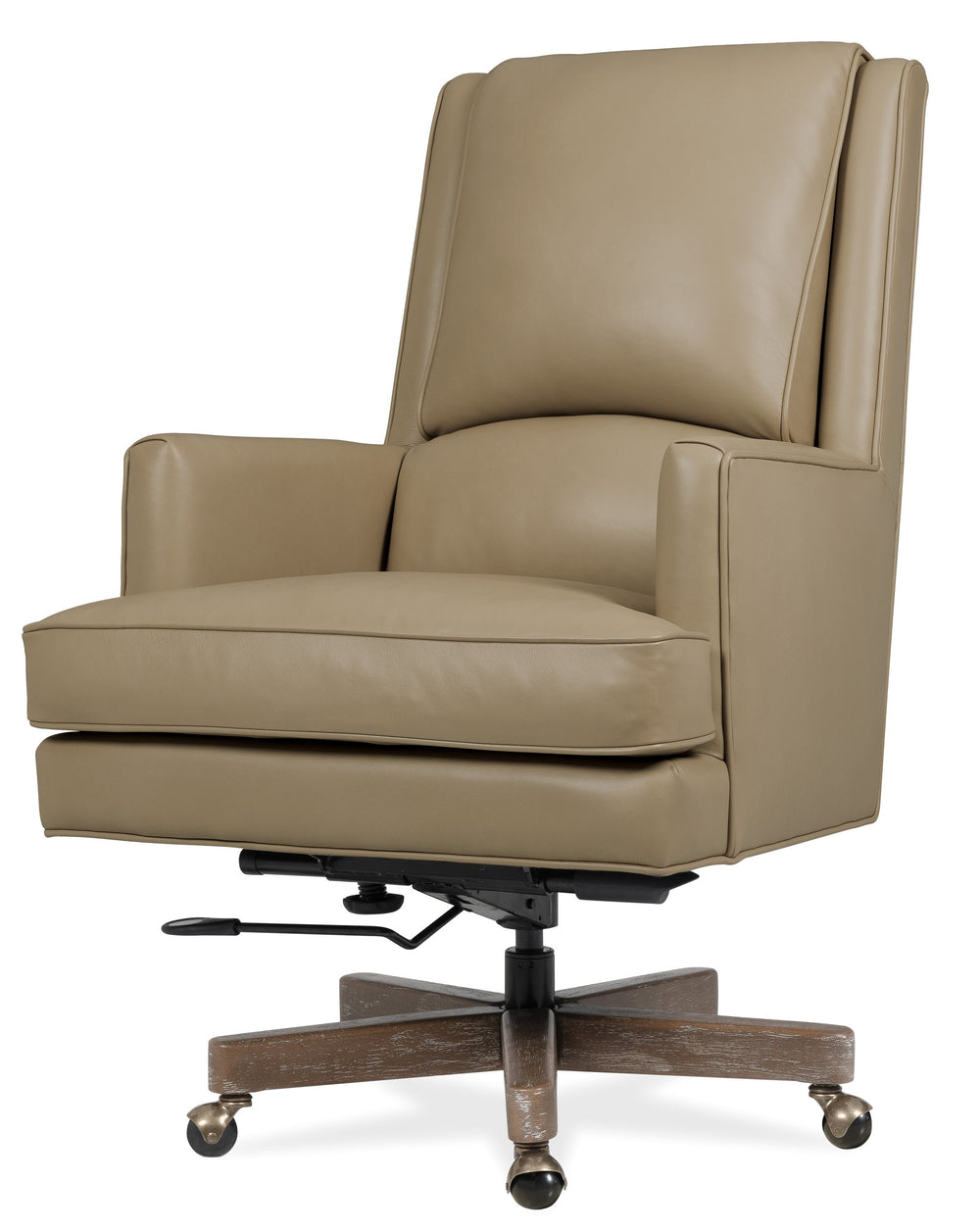 Hooker Furniture Wright Top-grain Leather Executive Swivel Chair with Wood Accents for Home Office EC387-C7-005