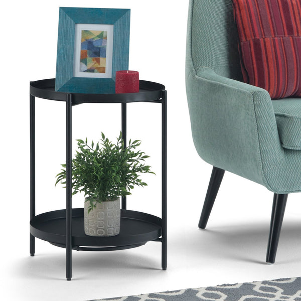 English Elm Monet Metal End Table - Sleek Industrial Design With Reversible Tray Top And Open Shelf Storage B136P158947