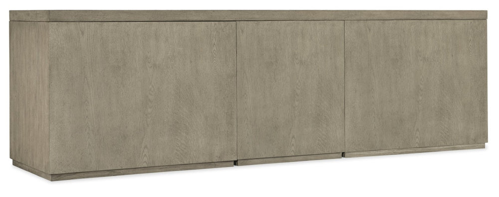 Hooker Furniture Linville 96" Credenza In Smoked Mink Oak Veneer With Locking File, Adjustable Shelves & Pewter Pulls 6150-10930-85