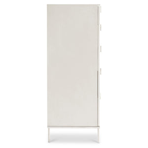 Bernhardt Bernhardt Fluted Modulum Tall Drawer Chest – White Adobe Faux-Stone, Polished Steel Base, 5 Soft-Close Drawers 315118