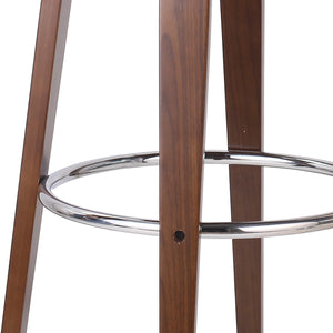 English Elm Christopher Knight Home® - BAR STOOL Mid-Century Modern Faux Leather Swivel with Walnut Veneer Frame and Chrome Footrest Brown 67494.00PUCOGN