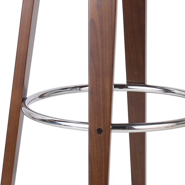 English Elm Christopher Knight Home® - BAR STOOL Mid-Century Modern Faux Leather Swivel with Walnut Veneer Frame and Chrome Footrest Brown 67494.00PUCOGN