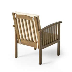 English Elm Casa Acacia Slatted Outdoor Club Chairs Set of 2 with Gray Finish Coastal Patio Seating 63513.00GRY