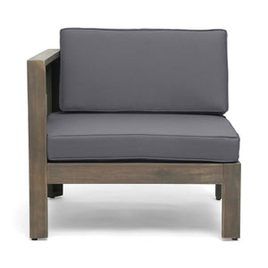 English Elm Alcove Acacia Hardwood Outdoor Sectional Set with Ottoman and Coffee Table 63714.00GDGRY