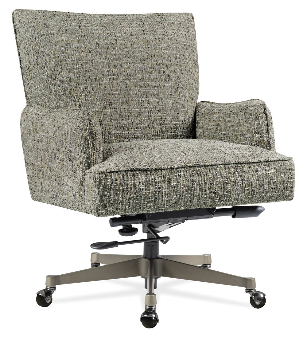 Hooker Furniture Quinn Polyester Upholstered Executive Office Chair with Swivel Tilt and Pewter Metal Base EC426-400