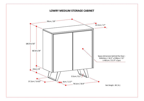 English Elm Lowry - Stylish Walnut Veneer Storage Cabinet With Adjustable Shelves For Home Or Office Use B136P158860