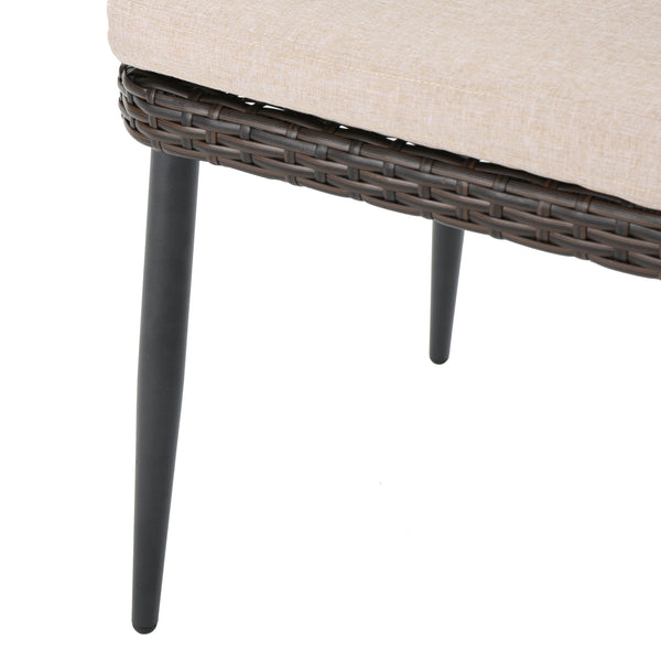 English Elm Christopher Knight Home® - KENNETHCHAIR Stylish PE Rattan Dining Chair Set of 2 with Powder-Coated Iron Frame and Water-Resistant Cushions Brown Multi 61209.00CMBN