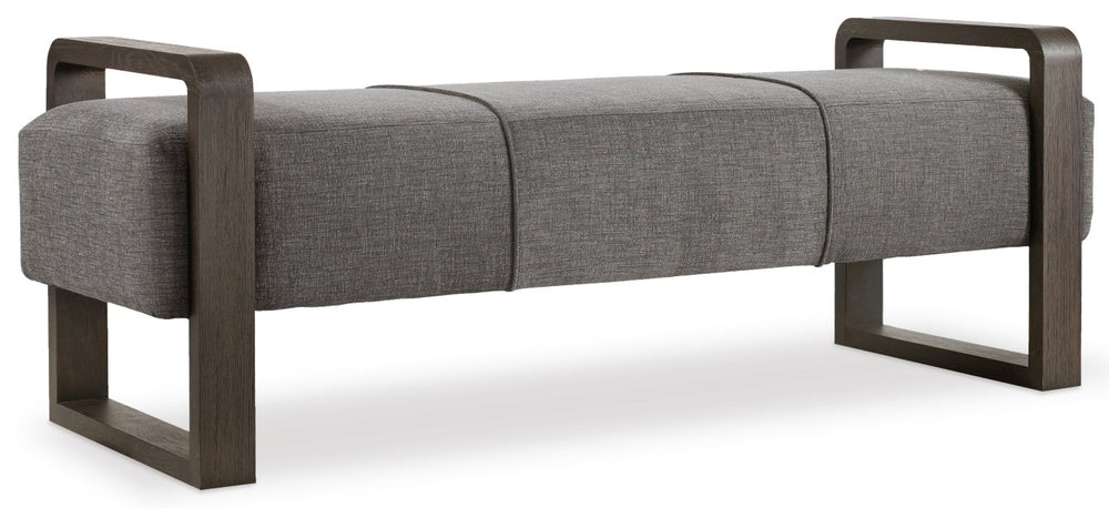 Hooker Furniture Curata Graphite Upholstered Bench With Midnight Brown Ends — Modern Floating Seat, Durable 60" Accent 1600-50006-DKW