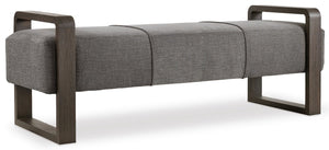 Hooker Furniture Curata Graphite Upholstered Bench With Midnight Brown Ends — Modern Floating Seat, Durable 60" Accent 1600-50006-DKW