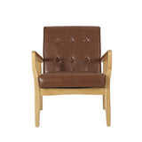 Christopher Knight Home® - Noble House - Marcola Mid Century Modern Upholstered Club Chair with Wood Frame, Cognac Brown and Walnut