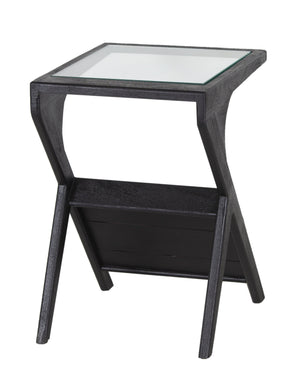 Porter Designs Porter Canberra Solid Mango Wood End Table With Glass Top - Modern Black Design For Stylish Spaces Black Wood 05-108-26-9487