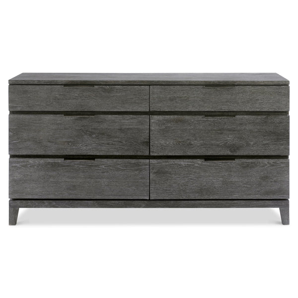 Bernhardt Bernhardt Menton Dresser In Sutton Rustic Oak With Six Drawers, Dark Graphite Pulls, Solid Base 352052