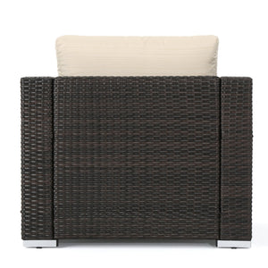 English Elm Christopher Knight Home® - SANTA SANTA ROSA CLUB CHAIR KD — Weatherproof Faux Rattan, Aluminum Frame, Water‑Resistant Cushion Comfort Multi 57470.00ALUMBRN