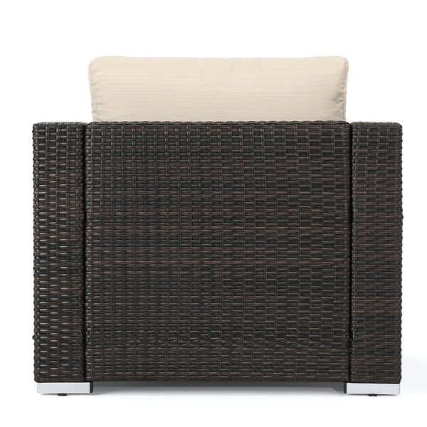 English Elm Christopher Knight Home® - SANTA SANTA ROSA CLUB CHAIR KD — Weatherproof Faux Rattan, Aluminum Frame, Water‑Resistant Cushion Comfort Multi 57470.00ALUMBRN