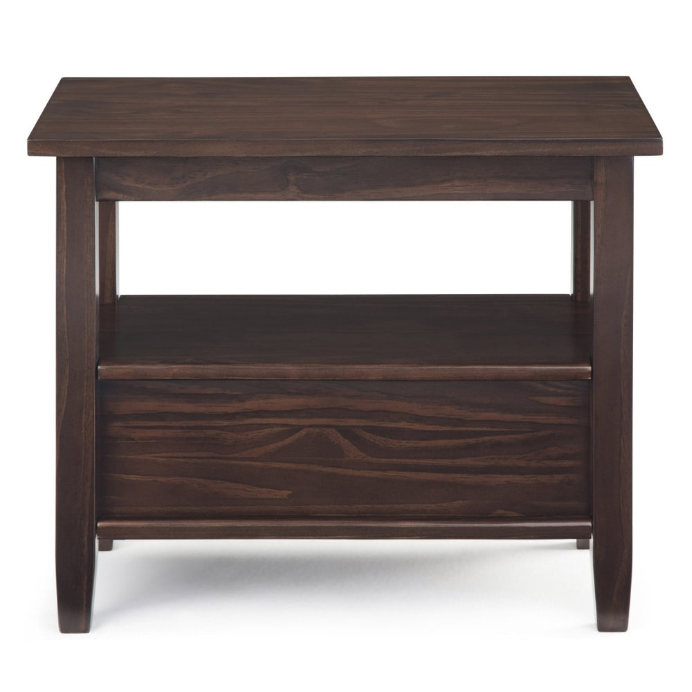 English Elm Warm Solid Wood 14" Transitional Narrow Side Table In Tobacco Brown - Stylish, Space-Saving Design! B136P159662-GIGA