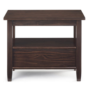 English Elm Warm Solid Wood 14" Transitional Narrow Side Table In Tobacco Brown - Stylish, Space-Saving Design! B136P159662-GIGA