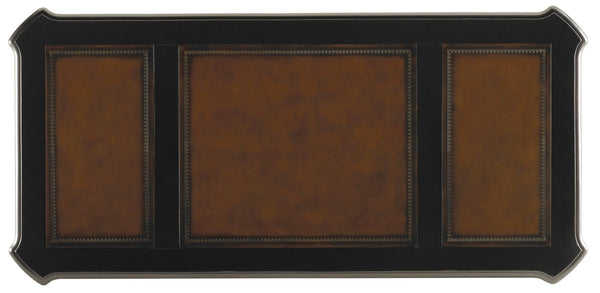 Hooker Furniture Telluride Distressed 66" Writing Desk With Leather Inset, Nailhead Trim & Curved Scroll Legs 370-10-459