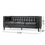 Christopher Knight Home® - Noble House - Pondway Contemporary Faux Leather Tufted 3 Seater Sofa