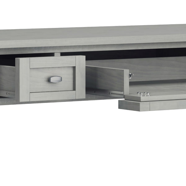 English Elm Warm Shaker Desk In Fog Grey - Handcrafted Solid Wood With Storage Drawers & Transitional Design B136P159730-GIGA