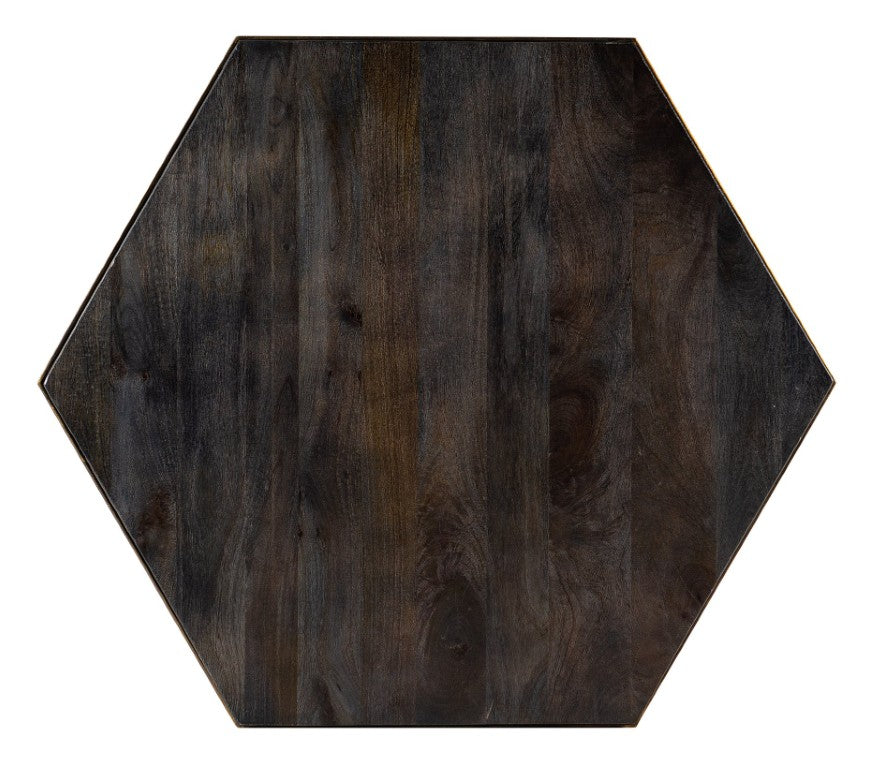 Hooker Furniture Commerce Octavius Hexagonal Cocktail Table – Dark Mango Wood Top With Gold Metal Base, 39" X 17" 7228-80050-00