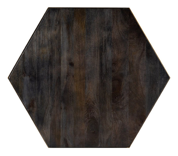 Hooker Furniture Commerce Octavius Hexagonal Cocktail Table – Dark Mango Wood Top With Gold Metal Base, 39" X 17" 7228-80050-00