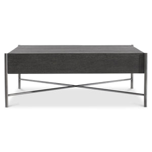 Bernhardt Bernhardt Outline Cocktail Table — Wire‑Brushed Kohl Oak Top With Atra Steel X-Stretcher, Airy Modern Centerpiece 360016