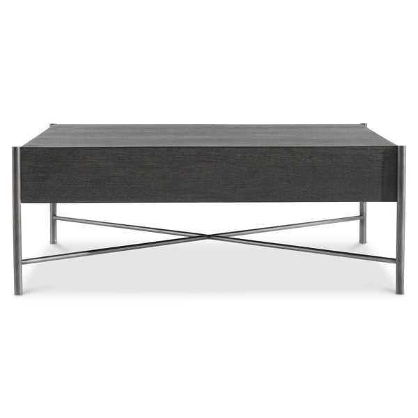 Bernhardt Bernhardt Outline Cocktail Table — Wire‑Brushed Kohl Oak Top With Atra Steel X-Stretcher, Airy Modern Centerpiece 360016