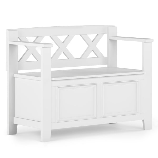 English Elm Amherst Solid Wood 36" Entryway Storage Bench – Stylish White Design With Hidden Storage Compartments B136P158354