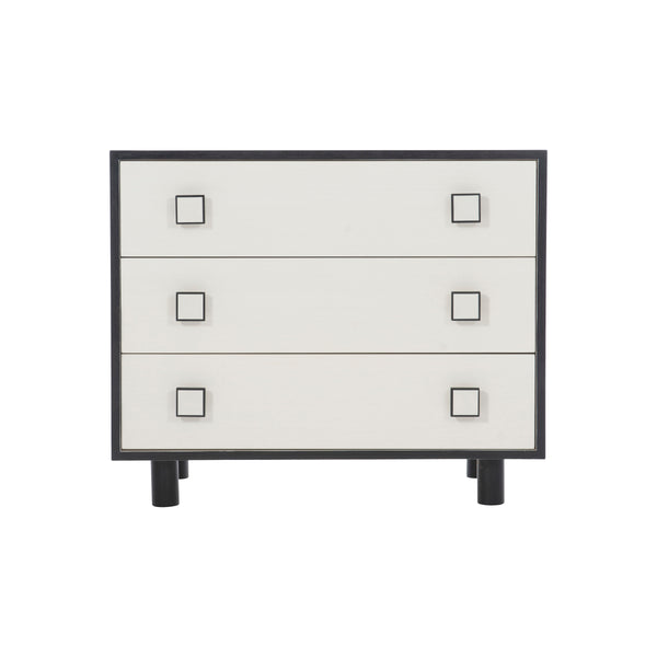 Bernhardt Bernhardt Glamorous Two-Tone Nightstand With Floating Soft-Close Drawers, Usb Charging Port Eggshell; Onyx 34" W x 18" D x 28.25" H 307230