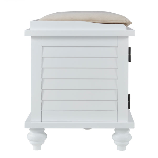 Homelegance By Top-Line Margot Velvet Cushion Storage Bench White Wood