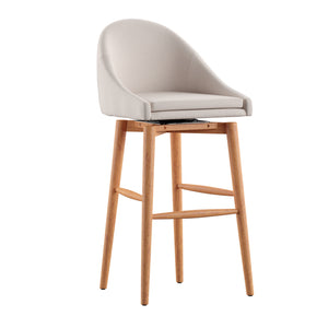 Homelegance By Top-Line Montague Mid-Century Wood Swivel Bar Height Stools (Set of 2) Beige Rubberwood