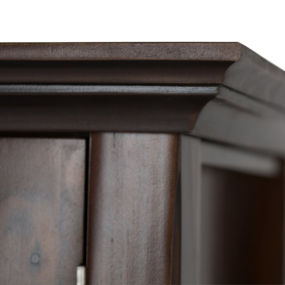 English Elm Acadian Low Storage Cabinet In Brunette Brown - Handcrafted Solid Wood With Adjustable Shelves & Style B136P159405