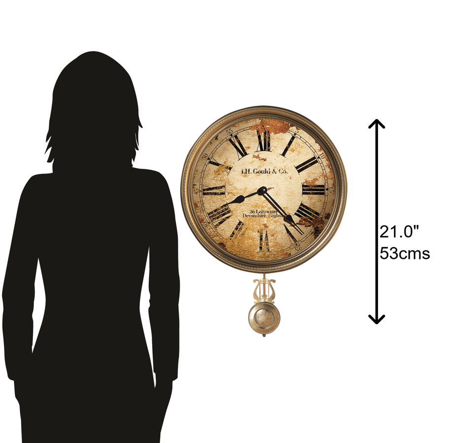 Hekman Furniture 620441 J H Gould & Co. Vintage Wall Clock With Antique Brass Pendulum – Durable, Quiet & Stylish Decor  J.H. Gould And Co. Iii Wall Clock 620441