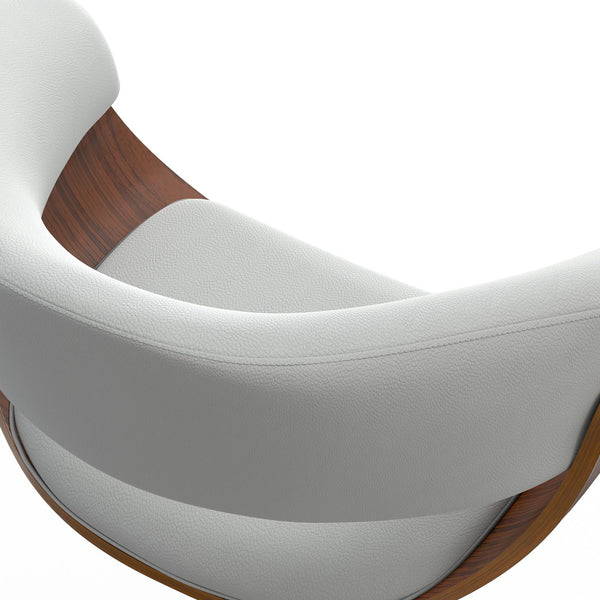 English Elm Sheldon Adjustable Swivel Bar Stool with Gas Lift and Walnut Bentwood Frame, Mid-Century Modern Design White B136P159604