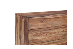 Porter Designs Porter Fusion Solid Sheesham Wood Dresser Table With Mid-century Flair & Unique Architectural Mirror Light Brown Wood 04-117-01-6750n