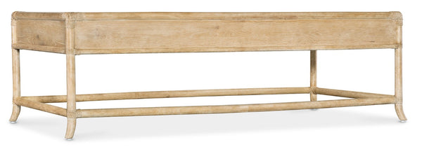 Hooker Furniture Retreat Pole Rattan Cocktail Table With Rope-Wrapped Joints, Dune Oak Veneer, Drawers, Floating Design Light Brown 6950-80210-80