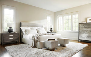 Bernhardt Bernhardt Prado Porcini Oak Tall Drawer Chest With Bright Graphite Aluminum Fronts, 5 Soft-Close Drawers 324118B