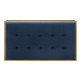 Homelegance By Top-Line Piper Gold Finish Velvet Button Tufted Rectangular Ottoman Blue Velvet