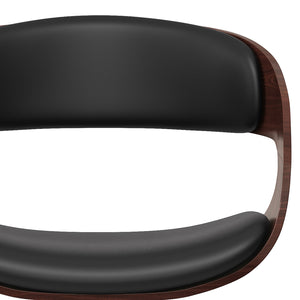 English Elm Archer Bentwood Adjustable Swivel Bar Stool in Black Vegan Leather with Walnut Veneer, Gas Lift B136P158379