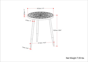 English Elm Sherbourne Handcrafted Grey Side Table with Carved Mango Wood Top & Black Metal Legs, 17" x 20" B136P159600