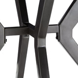 Homelegance By Top-Line Amala Wood Finish and Black Metal Base Round Dining Table Grey Veneer