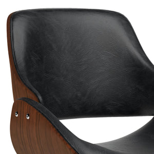 English Elm Malden Bentwood Dining Chair - Distressed Black Vegan Leather, Mid-Century Modern Comfort & Style B136P158902