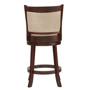 Homelegance By Top-Line Sydney Upholstered Back Swivel 24" Counter Height Stool Beige Rubberwood