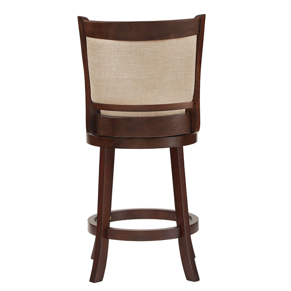 Homelegance By Top-Line Sydney Upholstered Back Swivel 24" Counter Height Stool Beige Rubberwood
