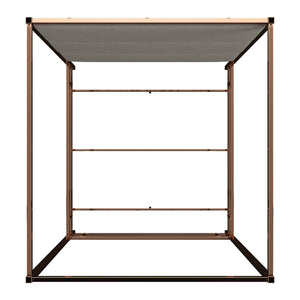 Homelegance By Top-Line Marcel Champagne Gold Canopy Bed with Linen Panel Headboard Champage Gold Metal