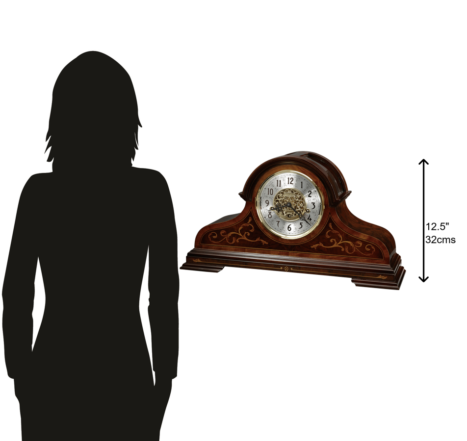 Hekman Furniture 630260 Limited Edition Bradley Mantel Clock - Exquisite Windsor Cherry With Brass Chimes & Inlay Design Windsor Cherry (Limited) Bradley Mantel Clock 630260