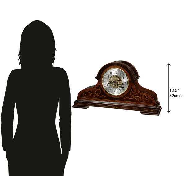 Hekman Furniture 630260 Limited Edition Bradley Mantel Clock - Exquisite Windsor Cherry With Brass Chimes & Inlay Design Windsor Cherry (Limited) Bradley Mantel Clock 630260